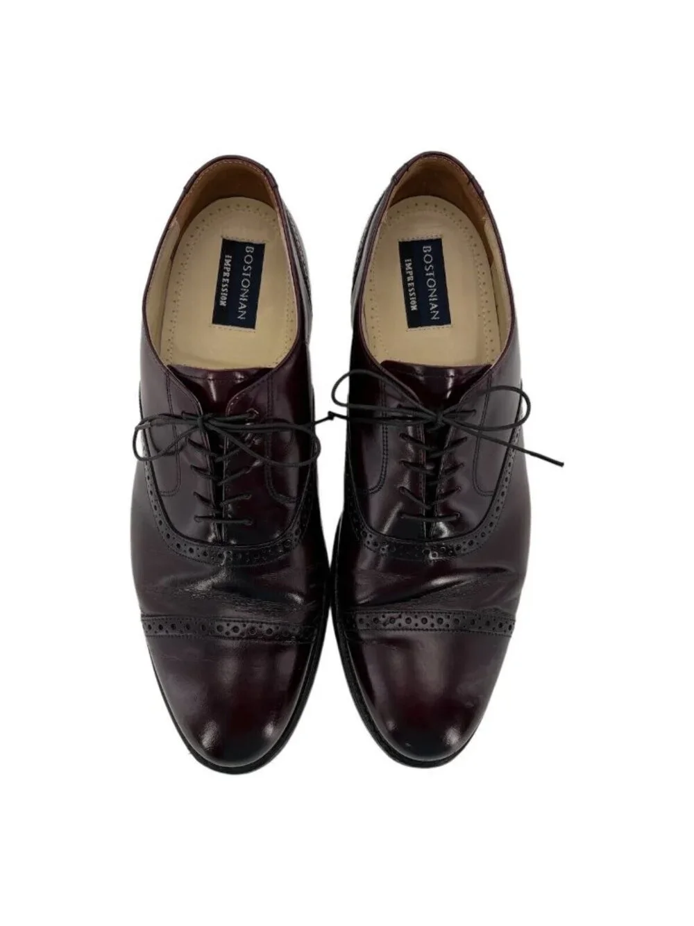 Bostonian Shoe Mens Size 11.5 D Burgandy Impressions Cap Toe Oxfords